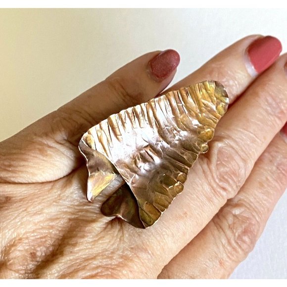 Don Dietz Organic Copper Leaf Handmade Unisex Mens Womens Ring Size 7-9 - Picture 2 of 7